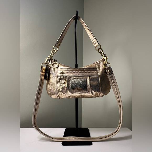 Coach Poppy Gold Metallic Convertible Shoulder Bag - Picture 1 of 16